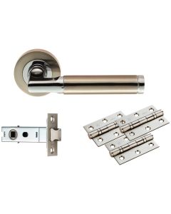 Carlisle Brass Belas Dual Finish Ultimate Door Pack Including Handles, 76mm Tubular Latch and 3 Hinges UDP006SNCP/INTB