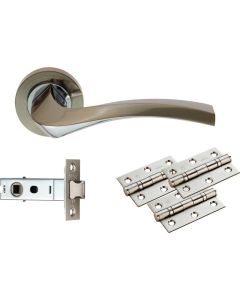 Carlisle Brass Sines Dual Finish Ultimate Door Pack Including Handles, 76mm Tubular Latch and 3 Hinges UDP008SNCP/INTB