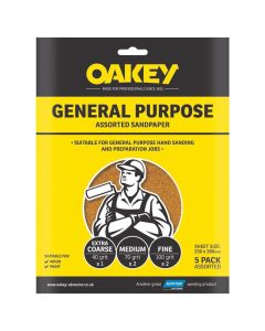 *Clearance* Oakley Assorted Sandpaper (Pack of 5) OAK58286