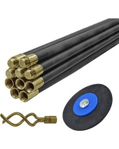 *Clearance* Faithfull Drain Clean Set (Pack of 10 Rods Plunger and Worm) FAIDRSET12