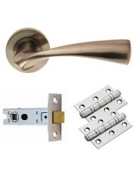 Carlisle Brass Sintra Satin Nickel Door Pack Including Handles, 76mm Tubular Latch and 3 Hinges UDP007SN/INTB